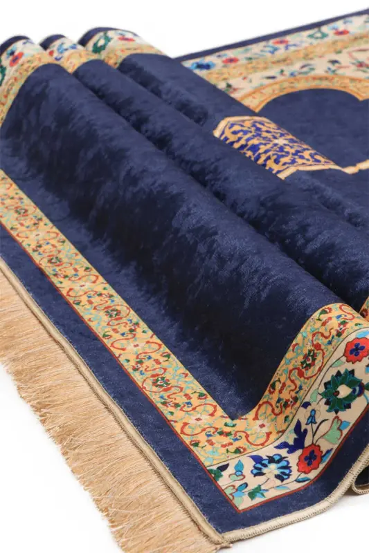 Navy Velvet Rug Carpet - 3