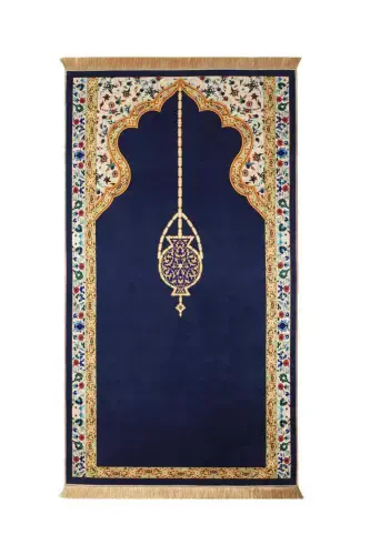 Navy Velvet Rug Carpet - 1