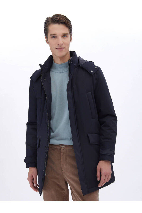 Navy woven coat - 3