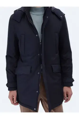 Navy woven coat - 7