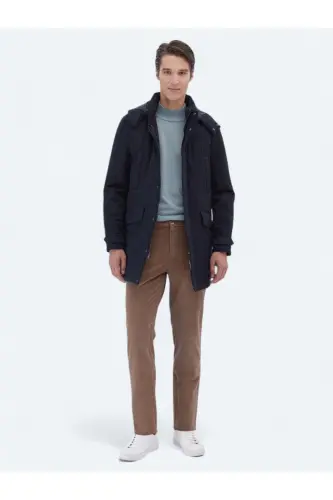 Navy woven coat - KIP (1)