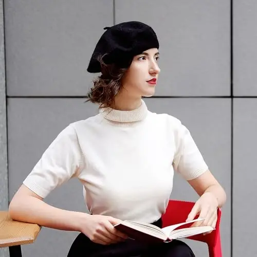 Nawati Ayollar uchun junli fransuz beretlari, Ayollar Qizlar Xonim uchun bir xil rangli beret shlyapalar, Kundalik va zamonaviy Vintage rassom shlyapasi - 4