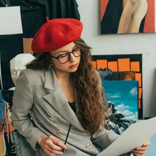 Nawati Wool Ayollar uchun Frantsuz Bereleri, Ayollar Qizlar Xonim uchun Qattiq Rangli Bere Shlyapalar, Kundalik va Zamonaviy Vintage Rassomlar Shlyapasi - 3