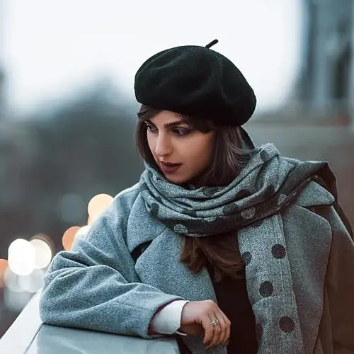 Nawati Wool Women uchun fransuz beretlari, Ayollar qizlar xonim uchun tekis rangli beret shlyapalari, Kundalik va zamonaviy vintage rassom shlyapasi - 2