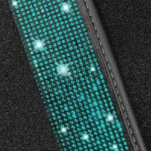 NBTEPEM Aquamrine Bling Car Floor Mats Full Set, Universal Fit Most Cars,SUV, Trucks, 4 pcs Sparkle Glitter Diamond Carpet for Women Girls with Anti-Slip Pad (Aquamarine Diamond) - 5