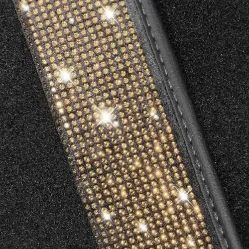 NBTEPEM Gold Bling Car Floor Mats Full Set, Universal Fit Most Cars,SUV, Trucks, 4 pcs Sparkle Glitter Diamond Carpet for Women Girls with Anti-Slip Pad (Gold Diamond) - 5