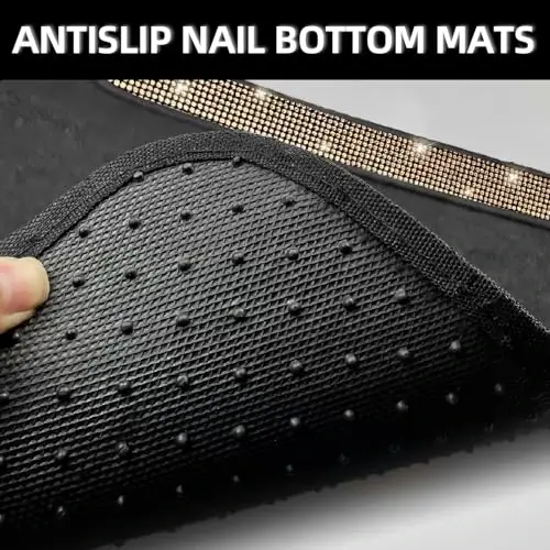 NBTEPEM Gold Bling Car Floor Mats Full Set, Universal Fit Most Cars,SUV, Trucks, 4 pcs Sparkle Glitter Diamond Carpet for Women Girls with Anti-Slip Pad (Gold Diamond) - 4