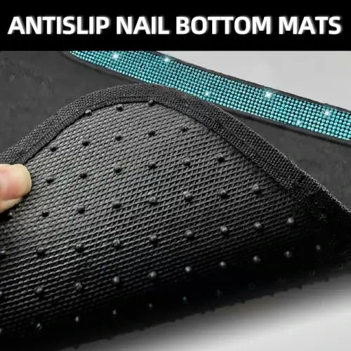 NBTEPEM Aquamrine Bling Car Floor Mats Full Set, Universal Fit Most Cars,SUV, Trucks, 4 pcs Sparkle Glitter Diamond Carpet for Women Girls with Anti-Slip Pad (Aquamarine Diamond) - 4