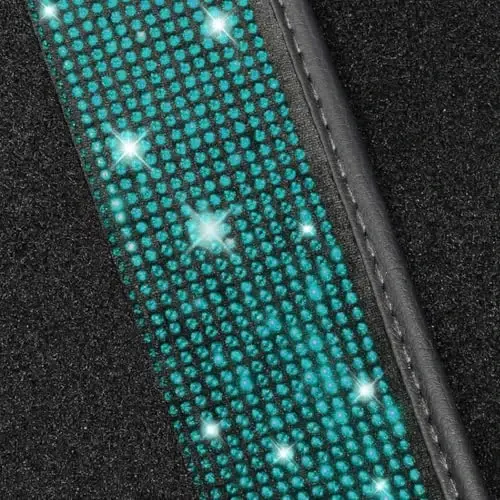 NBTEPEM Aquamrine Bling Car Floor Mats Full Set, Universal Fit Most Cars,SUV, Trucks, 4 pcs Sparkle Glitter Diamond Carpet for Women Girls with Anti-Slip Pad (Aquamarine Diamond) - 5