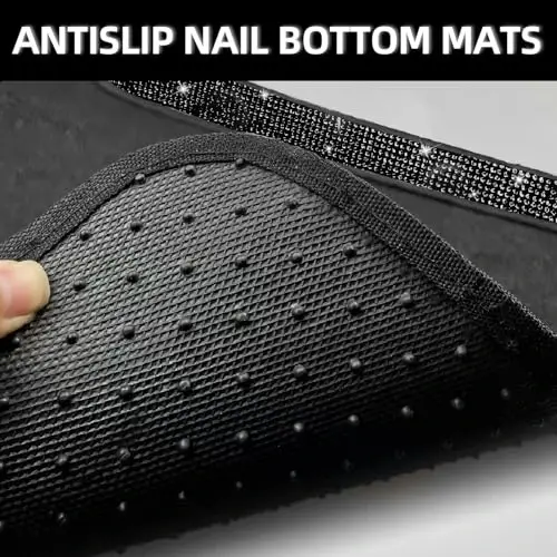 NBTEPEM Black Bling Avtomobil Polonlarining To'liq To'plami, Ko'pgina Avtomobillar, SUV, Yuk Mashinalar uchun Universal Moslash, 4 dona Yaltirayotgan Glitter Olmos Gilam Ayollar va Qizlar uchun Sirpanishga Qarshi Pad bilan (Qora Olmos) - 6