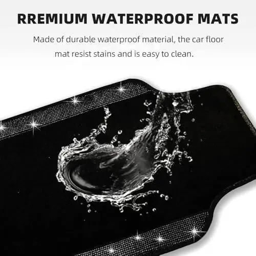 NBTEPEM Black Bling Car Floor Mats Full Set, Universal Fit Most Cars,SUV, Trucks, 4 pcs Sparkle Glitter Diamond Carpet for Women Girls with Anti-Slip Pad (Black Diamond) - 5