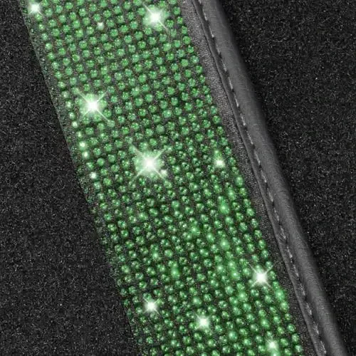 NBTEPEM Bling Car Floor Mats Full Set, Universal Fit Most Cars,SUV, Trucks, 4 pcs Sparkle Glitter Diamond Carpet for Women Girls with Anti-Slip Pad (Green Diamond) - 5
