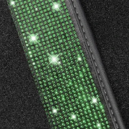 NBTEPEM Bling Car Floor Mats Full Set, Universal Fit Most Cars,SUV, Trucks, 4 pcs Sparkle Glitter Diamond Carpet for Women Girls with Anti-Slip Pad (Green Diamond) - 5