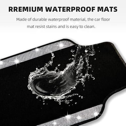 NBTEPEM Bling Car Floor Mats Full Set, Universal Fit Most Cars, SUV, Trucks, 4 pcs Sparkle Glitter Diamond Carpet for Women Girls with Anti-Slip Pad (Silver Diamond) - 4