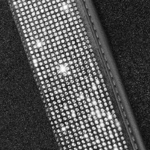 NBTEPEM Bling Car Floor Mats Full Set, Universal Fit Most Cars, SUV, Trucks, 4 pcs Sparkle Glitter Diamond Carpet for Women Girls with Anti-Slip Pad (Silver Diamond) - 6