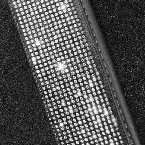 NBTEPEM Bling Car Floor Mats Full Set, Universal Fit Most Cars, SUV, Trucks, 4 pcs Sparkle Glitter Diamond Carpet for Women Girls with Anti-Slip Pad (Silver Diamond) - 6