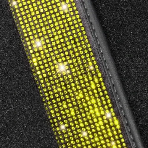 NBTEPEM Bling Car Floor Mats Full Set, Universal Fit Most Cars,SUV, Trucks, 4 pcs Sparkle Glitter Diamond Carpet for Women Girls with Anti-Slip Pad (Yellow Diamond) - 5