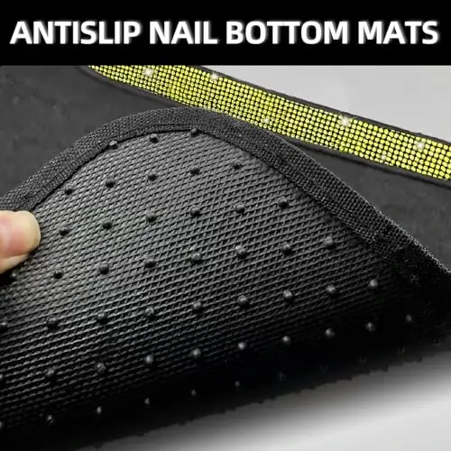 NBTEPEM Bling Car Floor Mats Full Set, Universal Fit Most Cars,SUV, Trucks, 4 pcs Sparkle Glitter Diamond Carpet for Women Girls with Anti-Slip Pad (Yellow Diamond) - 4