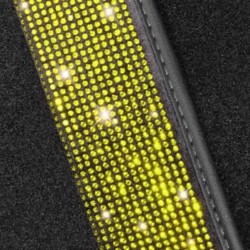 NBTEPEM Bling Car Floor Mats Full Set, Universal Fit Most Cars,SUV, Trucks, 4 pcs Sparkle Glitter Diamond Carpet for Women Girls with Anti-Slip Pad (Yellow Diamond) - 5