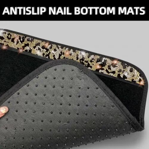 NBTEPEM Bling Leopard Car Floor Mats Full Set, 4 pcs Waterproof Diamond Car Carpet Mats with Anti-Slip Nibbs Backing & Driver Heel Pad Universal Fit Most Cars, SUV, Sedan, Van (Leopard Diamond) - 4