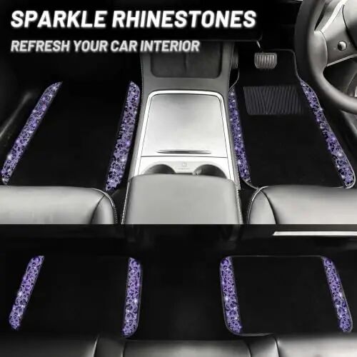 NBTEPEM Bling Purple Leopard Car Floor Mats Full Set, 4 pcs Waterproof Diamond Car Carpet Mats with Anti-Slip Nibbs Backing & Driver Heel Pad Universal Fit Most Cars, SUV, Sedan, Van (Purple Leopard) - 6