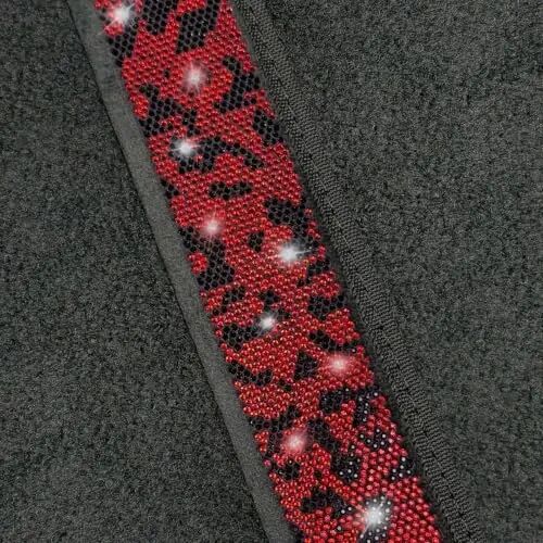 NBTEPEM Bling Red Leopard Car Floor Mats Full Set, 4 pcs Waterproof Diamond Car Carpet Mats with Anti-Slip Nibbs Backing & Driver Heel Pad Universal Fit Most Cars, SUV, Sedan, Van (Red Leopard) - 5