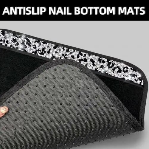 NBTEPEM Bling Snow Leopard Car Floor Mats Full Set, 4 pcs Waterproof Diamond Car Carpet Mats with Anti-Slip Nibbs Backing & Driver Heel Pad Universal Fit Most Cars, SUV, Sedan, Van (Snow Leopard) - 4