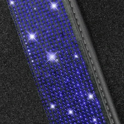 NBTEPEM Blue Bling Car Floor Mats Full Set, Universal Fit Most Cars,SUV, Trucks, 4 pcs Sparkle Glitter Diamond Carpet for Women Girls with Anti-Slip Pad (Blue Diamond) - 5