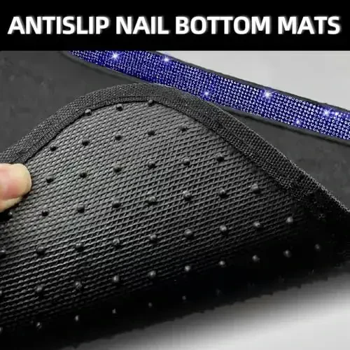 NBTEPEM Blue Bling Car Floor Mats Full Set, Universal Fit Most Cars,SUV, Trucks, 4 pcs Sparkle Glitter Diamond Carpet for Women Girls with Anti-Slip Pad (Blue Diamond) - 4