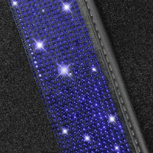 NBTEPEM Blue Bling Car Floor Mats Full Set, Universal Fit Most Cars,SUV, Trucks, 4 pcs Sparkle Glitter Diamond Carpet for Women Girls with Anti-Slip Pad (Blue Diamond) - 5