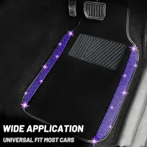 NBTEPEM Purple Violet Bling Car Floor Mats Full Set, Universal Fit Most Cars,SUV, Trucks, 4 pcs Sparkle Glitter Diamond Carpet for Women Girls with Anti-Slip Pad (Purple Violet Diamond) - 2