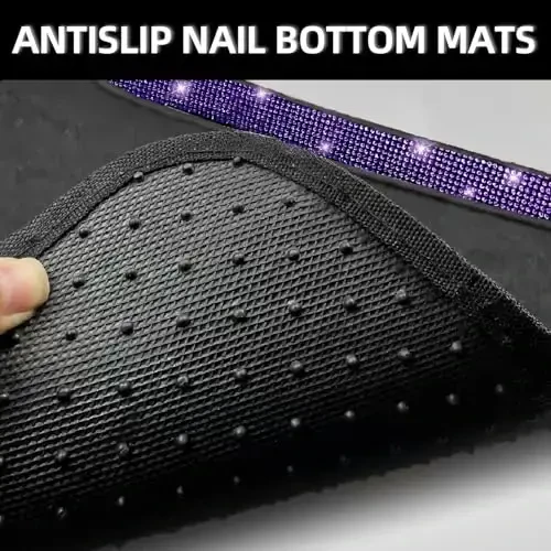 NBTEPEM Purple Violet Bling Car Floor Mats Full Set, Universal Fit Most Cars,SUV, Trucks, 4 pcs Sparkle Glitter Diamond Carpet for Women Girls with Anti-Slip Pad (Purple Violet Diamond) - 5