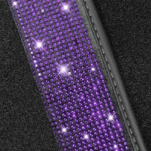 NBTEPEM Purple Violet Bling Car Floor Mats Full Set, Universal Fit Most Cars,SUV, Trucks, 4 pcs Sparkle Glitter Diamond Carpet for Women Girls with Anti-Slip Pad (Purple Violet Diamond) - 6