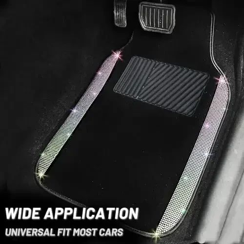 NBTEPEM Multicolor Bling Car Floor Mats Full Set, Universal Fit Most Cars,SUV, Trucks, 4 pcs Sparkle Glitter Diamond Carpet for Women Girls with Anti-Slip Pad (Colorful Diamond) - 2