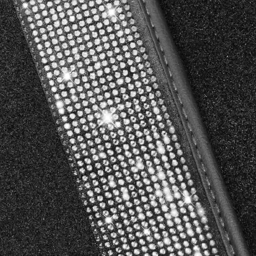 NBTEPEM Bling Car Floor Mats Full Set, Universal Fit Most Cars,SUV, Trucks, 4 pcs Sparkle Glitter Diamond Carpet for Women Girls with Anti-Slip Pad (Silver Diamond) - 6