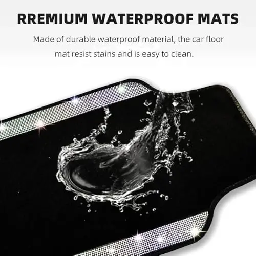 NBTEPEM Bling Car Floor Mats Full Set and Steering Wheel Cover, Universal Fit Most Cars, 4 pcs Sparkle Glitter Diamond Carpet, 5 pcs Bling Car Accessories Set for Women (Multicolor Diamond) - 6