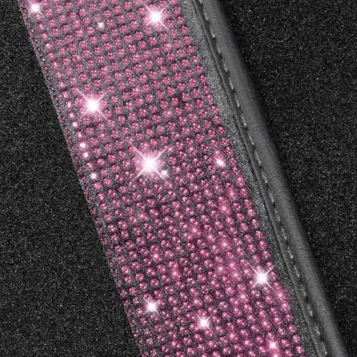 NBTEPEM Pink Bling Car Floor Mats Full Set, Universal Fit Most Cars,SUV, Trucks, 4 pcs Sparkle Glitter Diamond Carpet for Women Girls with Anti-Slip Pad (Pink Diamond) - 6