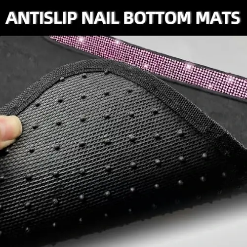 NBTEPEM Pink Bling Car Floor Mats Full Set, Universal Fit Most Cars,SUV, Trucks, 4 pcs Sparkle Glitter Diamond Carpet for Women Girls with Anti-Slip Pad (Pink Diamond) - 5