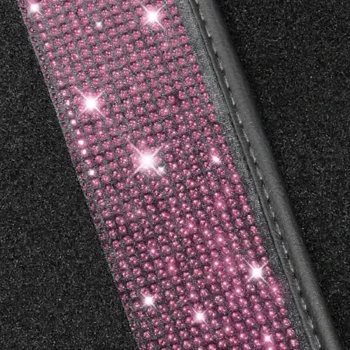 NBTEPEM Pink Bling Car Floor Mats Full Set, Universal Fit Most Cars,SUV, Trucks, 4 pcs Sparkle Glitter Diamond Carpet for Women Girls with Anti-Slip Pad (Pink Diamond) - 6