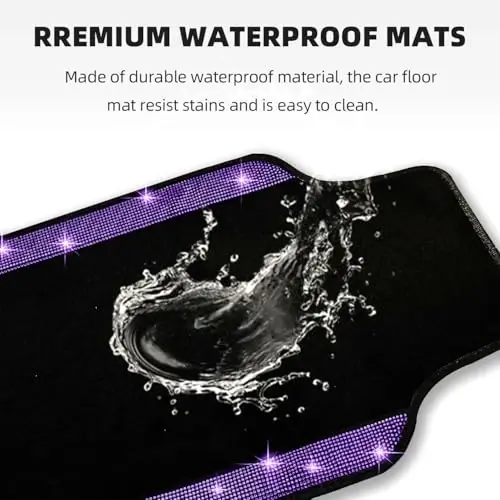 NBTEPEM Purple Violet Bling Car Floor Mats Full Set, Universal Fit Most Cars,SUV, Trucks, 4 pcs Sparkle Glitter Diamond Carpet for Women Girls with Anti-Slip Pad (Purple Violet Diamond) - 3