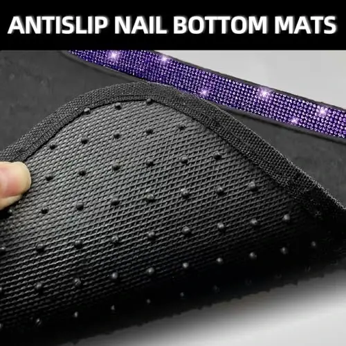 NBTEPEM Purple Violet Bling Car Floor Mats Full Set, Universal Fit Most Cars,SUV, Trucks, 4 pcs Sparkle Glitter Diamond Carpet for Women Girls with Anti-Slip Pad (Purple Violet Diamond) - 5