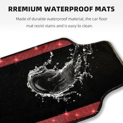 NBTEPEM Red Bling Car Floor Mats Full Set, Universal Fit Most Cars,SUV, Trucks, 4 pcs Sparkle Glitter Diamond Carpet for Women Girls with Anti-Slip Pad (Red Diamond) - 5