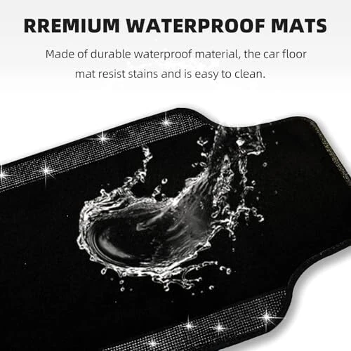 NBTEPEM Black Bling Car Floor Mats Full Set, Universal Fit Most Cars,SUV, Trucks, 4 pcs Sparkle Glitter Diamond Carpet for Women Girls with Anti-Slip Pad (Black Diamond) - 5