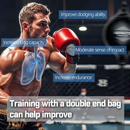 NDNRTA Double End Bag, (Classic Style Upgraded),Improve Reaction Speed, Boxing Equipment, Durable, Double End Punching Bags, Home Gym, Floor to Ceiling, for Boxing (Shipped from The U.S) - 2