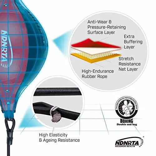 NDNRTA Double End Bag, (Classic Style Upgraded), Improve Reaction Speed, Boxing Equipment, Durable, Double End Punching Bags, Home Gym, Floor to Ceiling, for Boxing (Shipped from The U.S) - 3