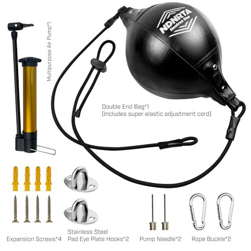 NDNRTA Double End Bag, (Classic Style Upgraded), Improve Reaction Speed, Boxing Equipment, Durable, Double End Punching Bags, Home Gym, Floor to Ceiling, for Boxing (Shipped from The U.S) - 3