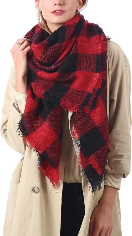 Neal LINK Ayollar uchun katakli sharf adyol o'ta katta hajmli katta sharflar Tartan ro'mollar - 3