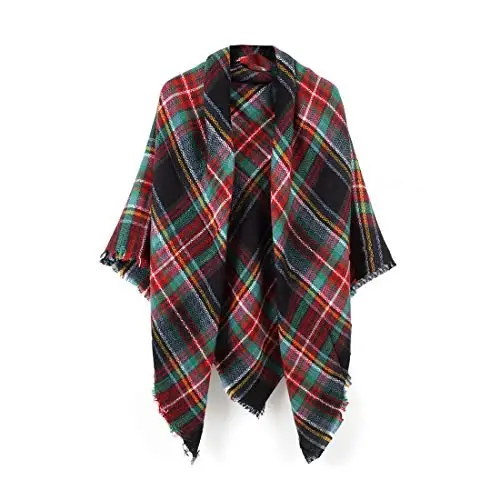 Neal LINK Women's Plaid Scarf Blanket Wrap Oversized Chunky Scarves Tartan Shawls - 1