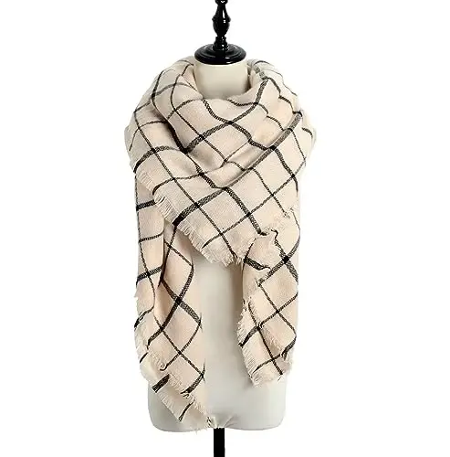 Neal LINK Women's Plaid Scarf Blanket Wrap Warm Tartan Checked Shawl Tartan Scarves PasModazoneina Cape - 4
