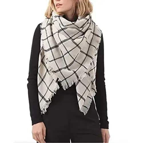 Neal LINK Women's Plaid Scarf Blanket Wrap Warm Tartan Checked Shawl Tartan Scarves PasModazoneina Cape - 3